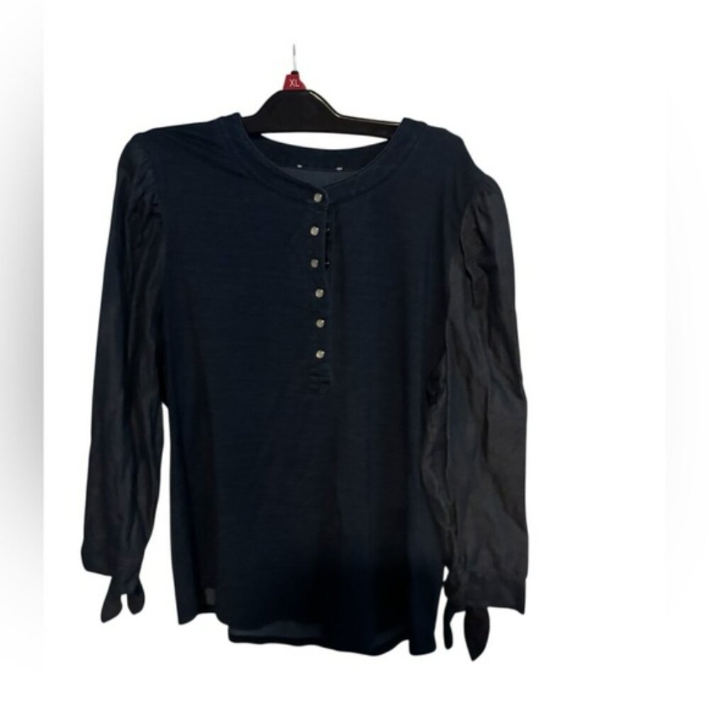 Blue Women's Top with denim sleeves